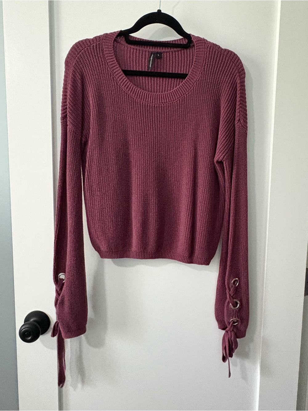 Women’s Lace-Up Sleeve Knit Sweater